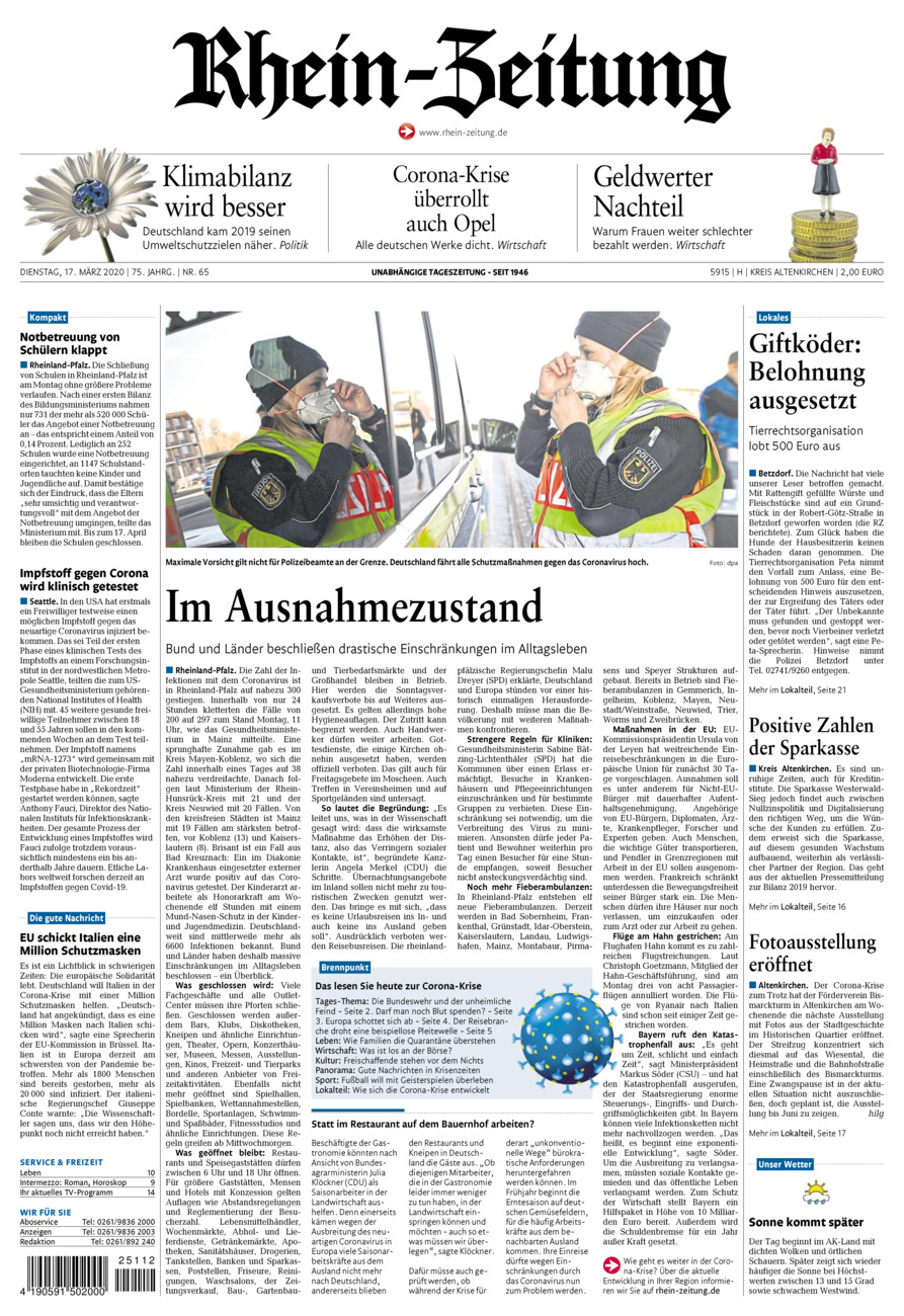 Rhein-Zeitung Kreis Altenkirchen Vom Dienstag, 17.03.2020 | Rhein Zeitung