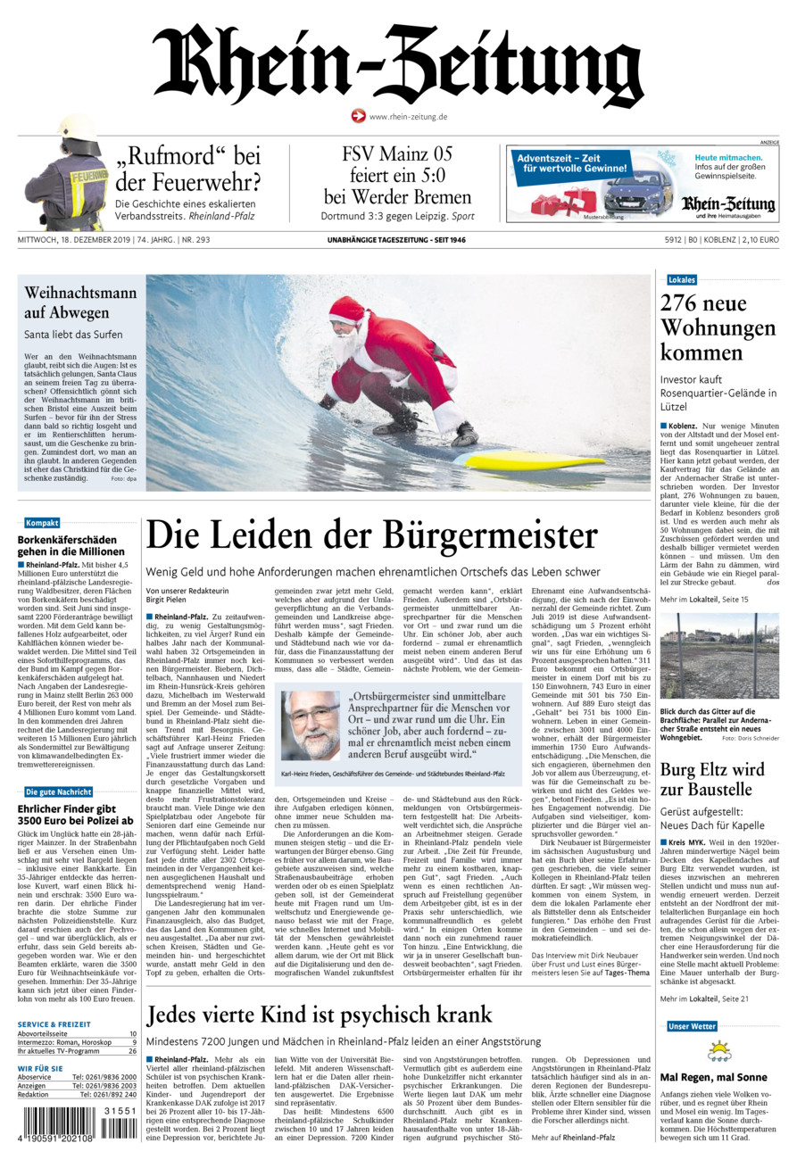 Rhein-Zeitung Koblenz & Region Vom Mittwoch, 18.12.2019 | Rhein Zeitung