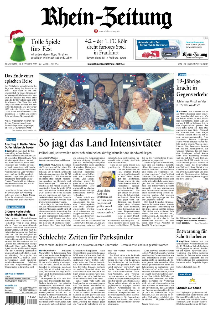 Rhein-Zeitung Koblenz & Region Vom Donnerstag, 19.12.2019 | Rhein Zeitung