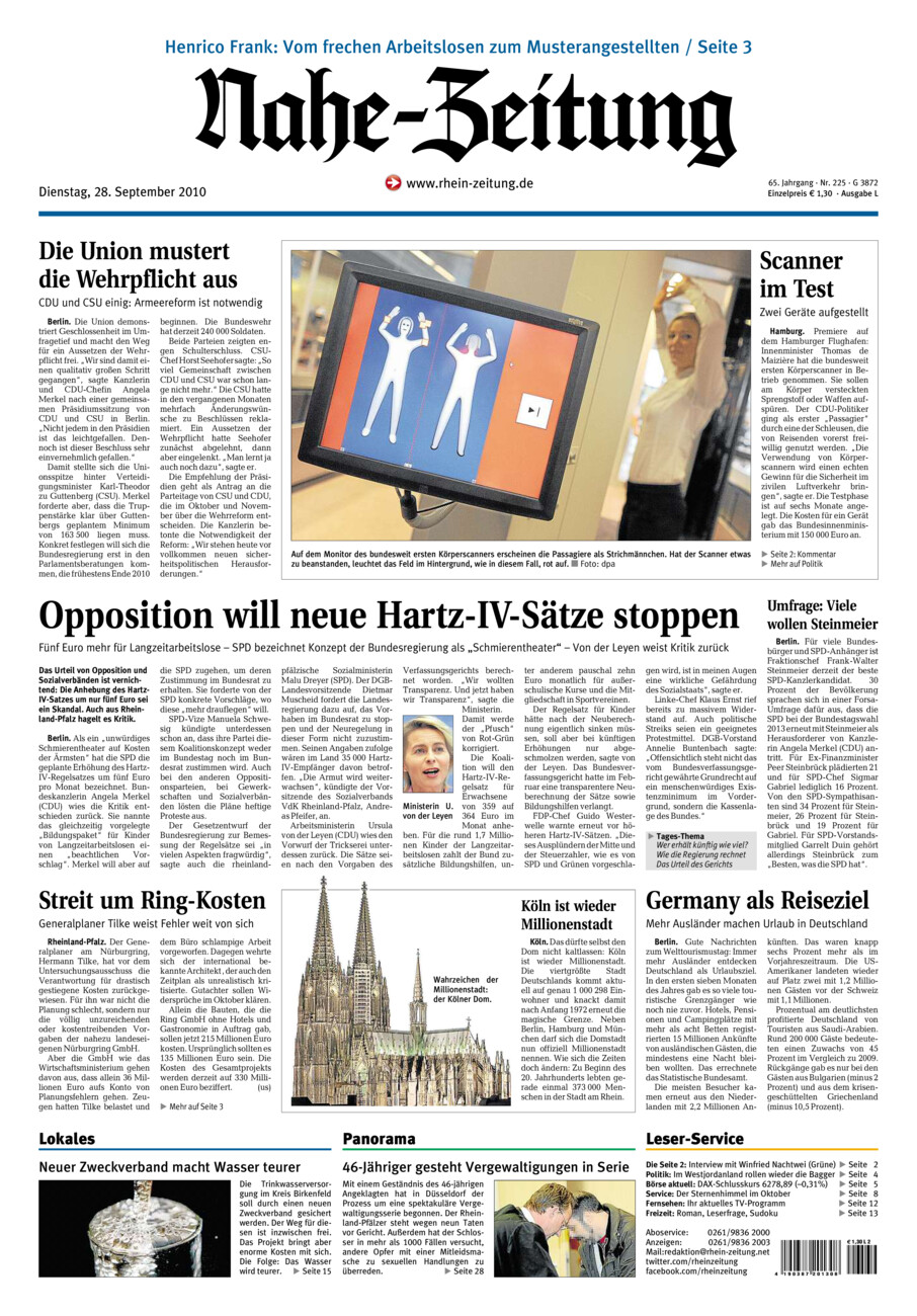 Nahe-Zeitung vom Dienstag, 28.09.2010