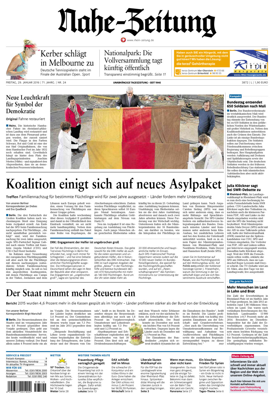 Nahe-Zeitung vom Freitag, 29.01.2016
