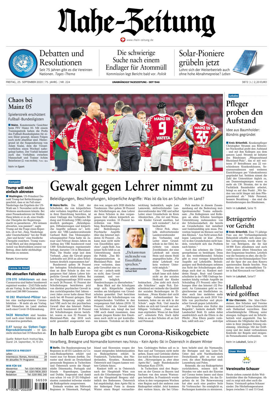 Nahe-Zeitung vom Freitag, 25.09.2020