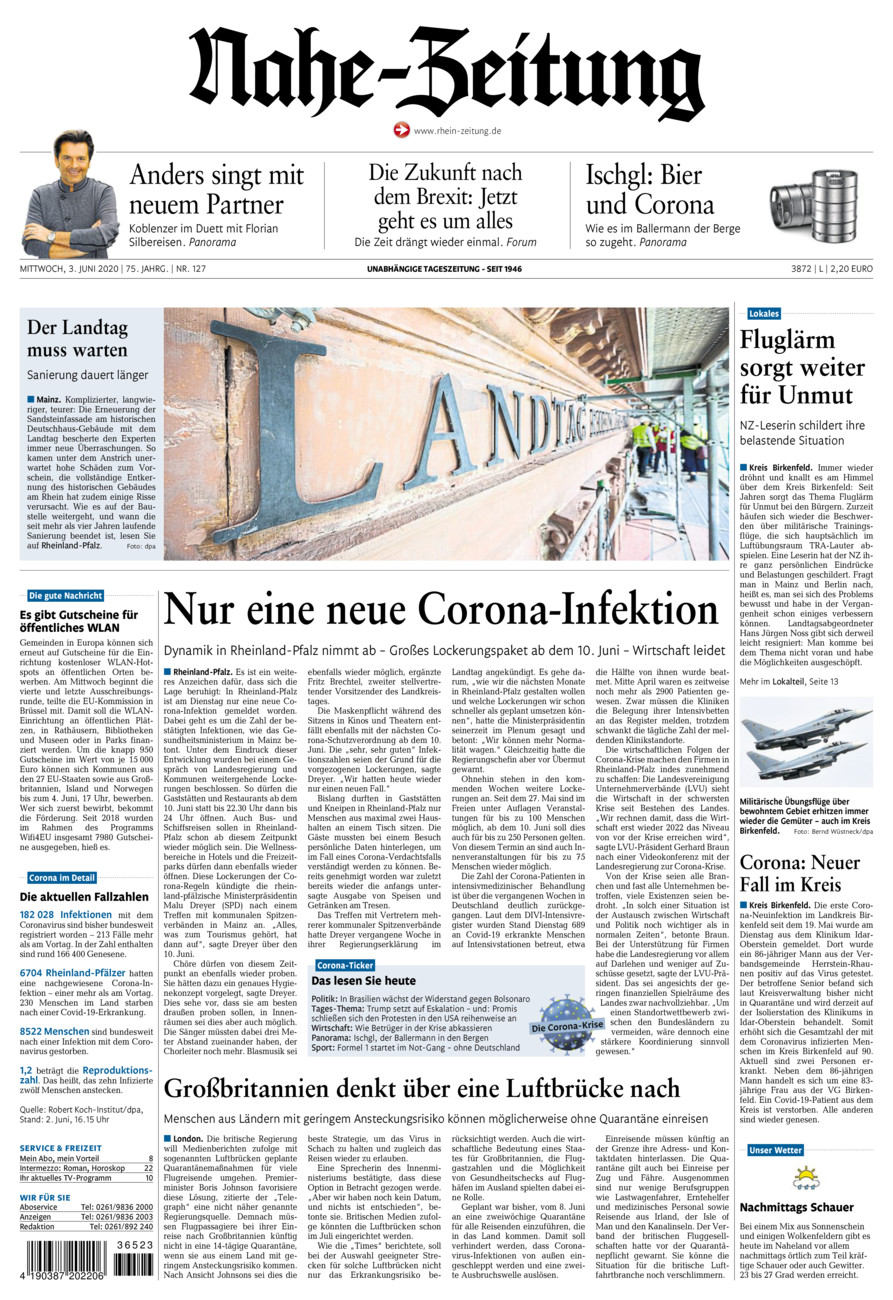 Nahe-Zeitung vom Mittwoch, 03.06.2020