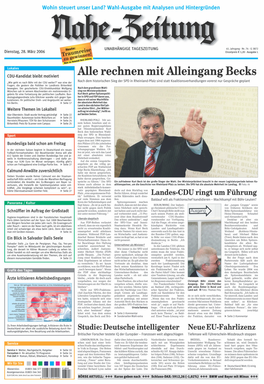 Nahe-Zeitung vom Dienstag, 28.03.2006