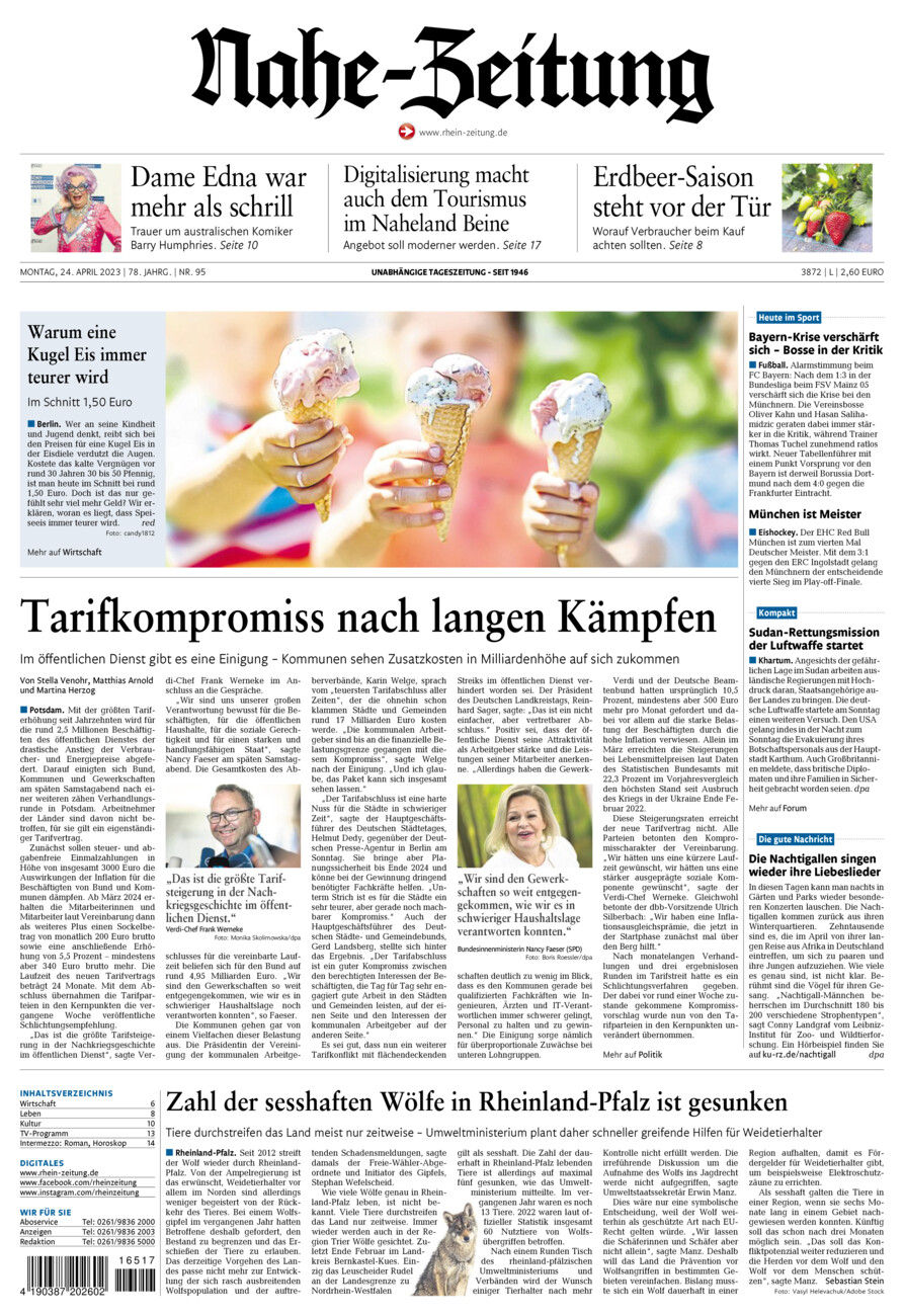 Nahe-Zeitung vom Montag, 24.04.2023