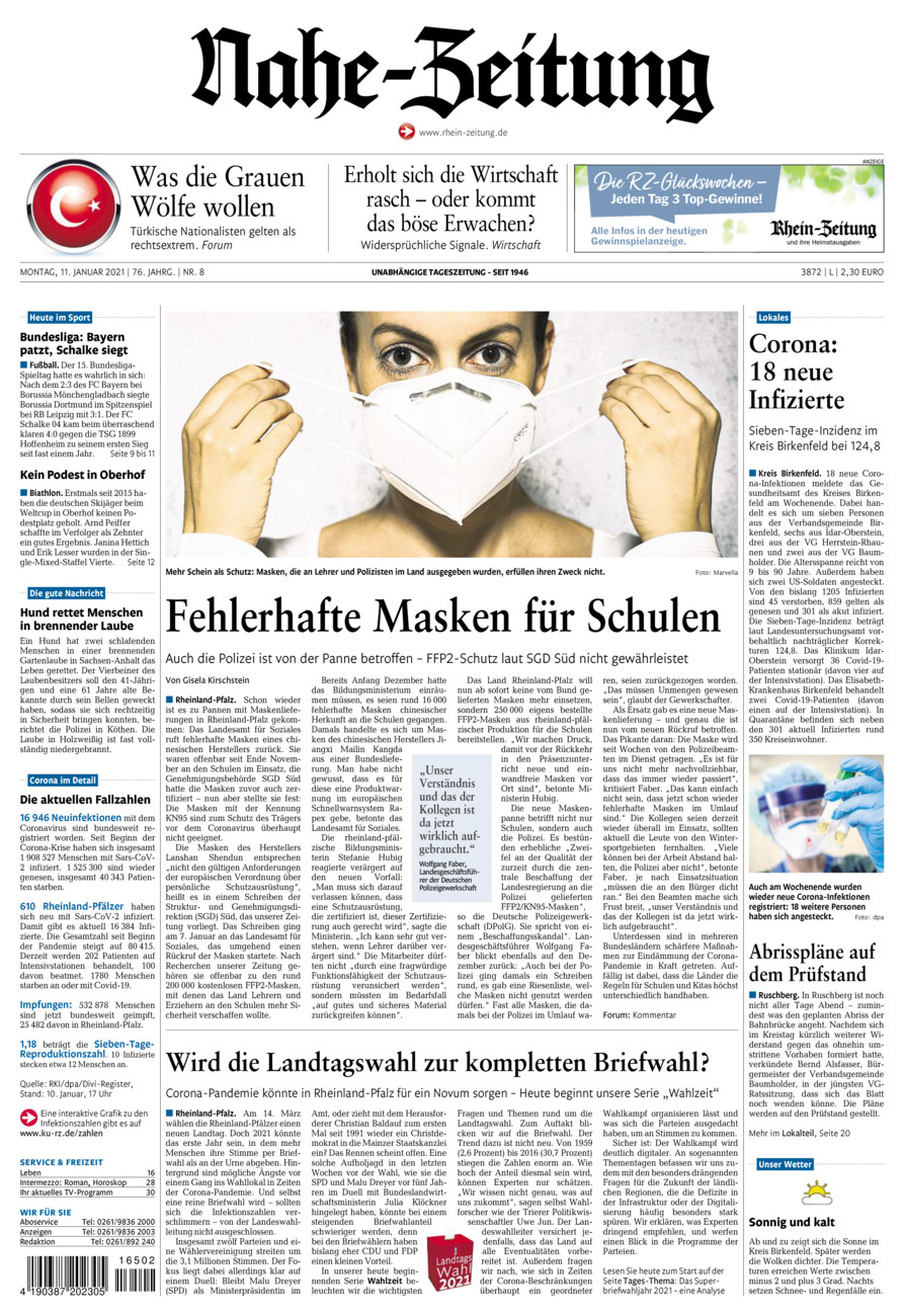 Nahe-Zeitung vom Montag, 11.01.2021