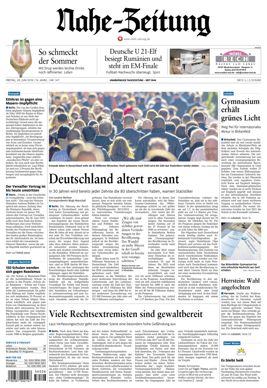 Nahe-Zeitung vom Freitag, 28.06.2019