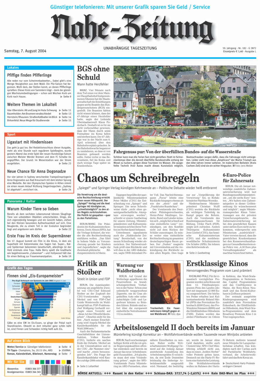 Nahe-Zeitung vom Samstag, 07.08.2004