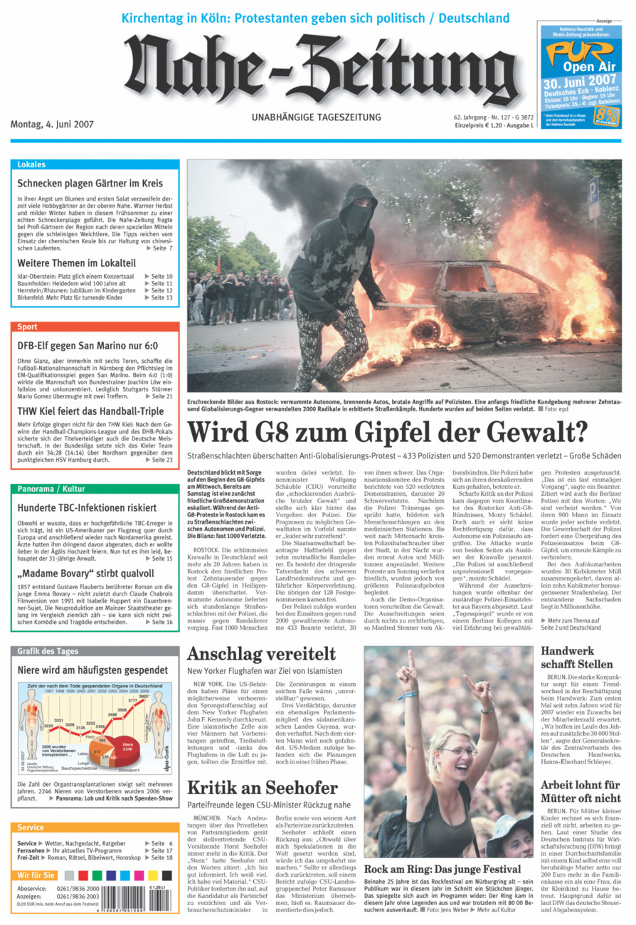 Nahe-Zeitung vom Montag, 04.06.2007