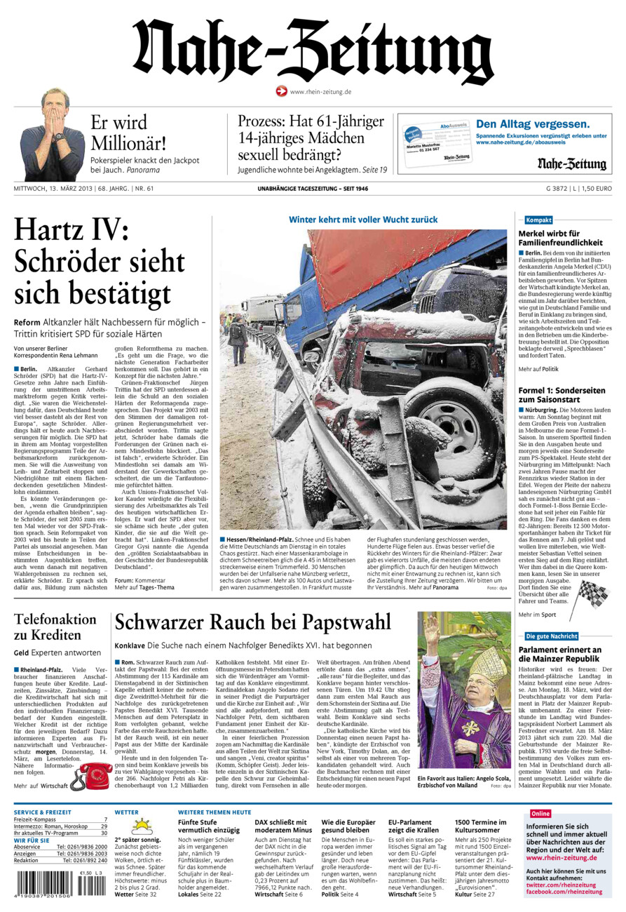 Nahe-Zeitung vom Mittwoch, 13.03.2013