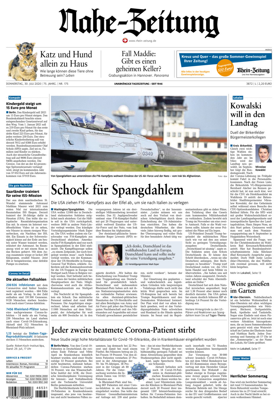 Nahe-Zeitung vom Donnerstag, 30.07.2020