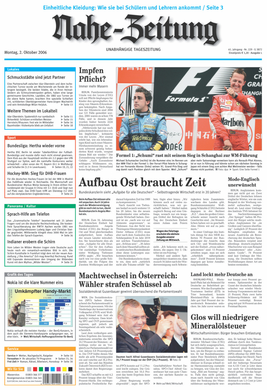 Nahe-Zeitung vom Montag, 02.10.2006