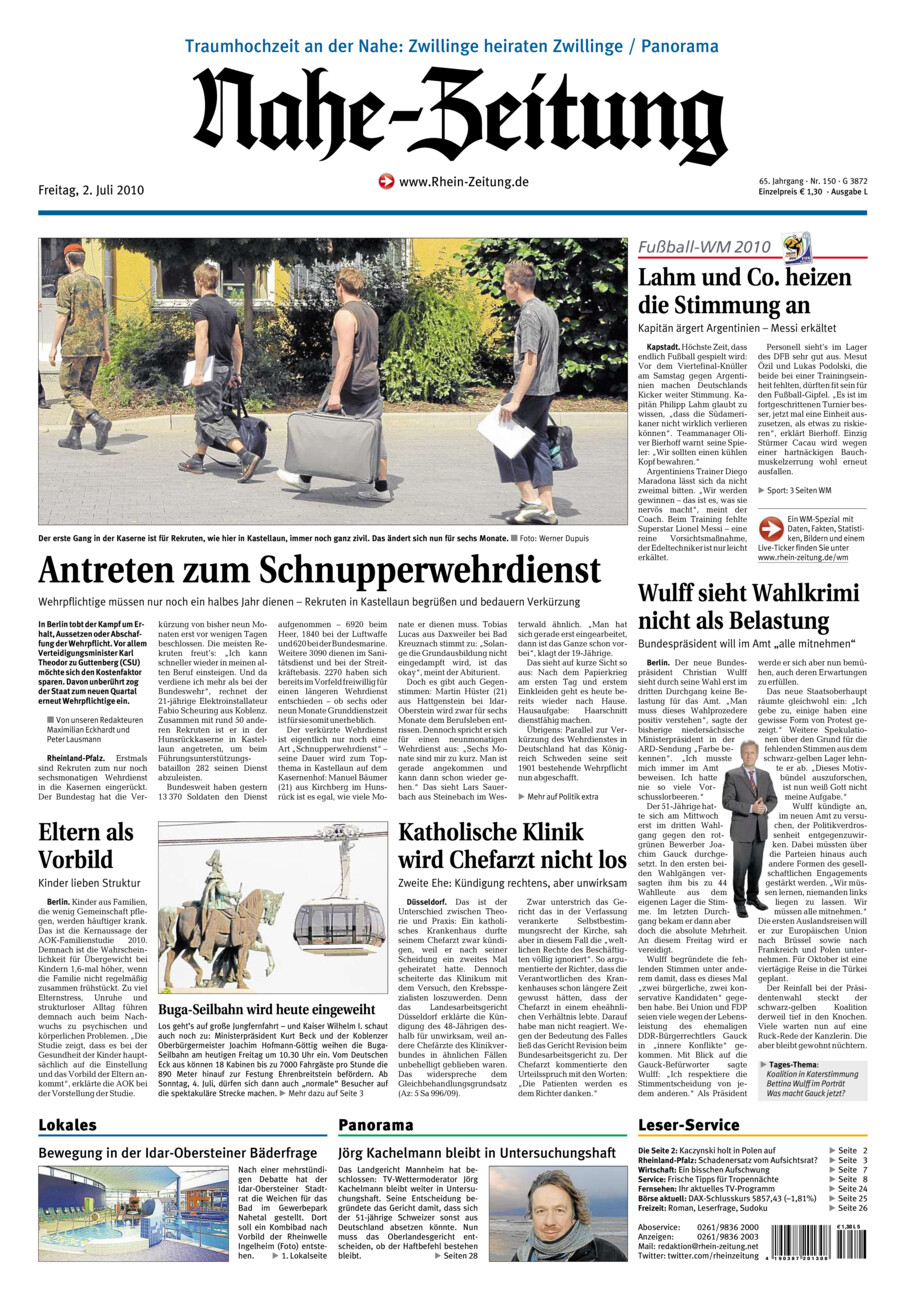 Nahe-Zeitung vom Freitag, 02.07.2010