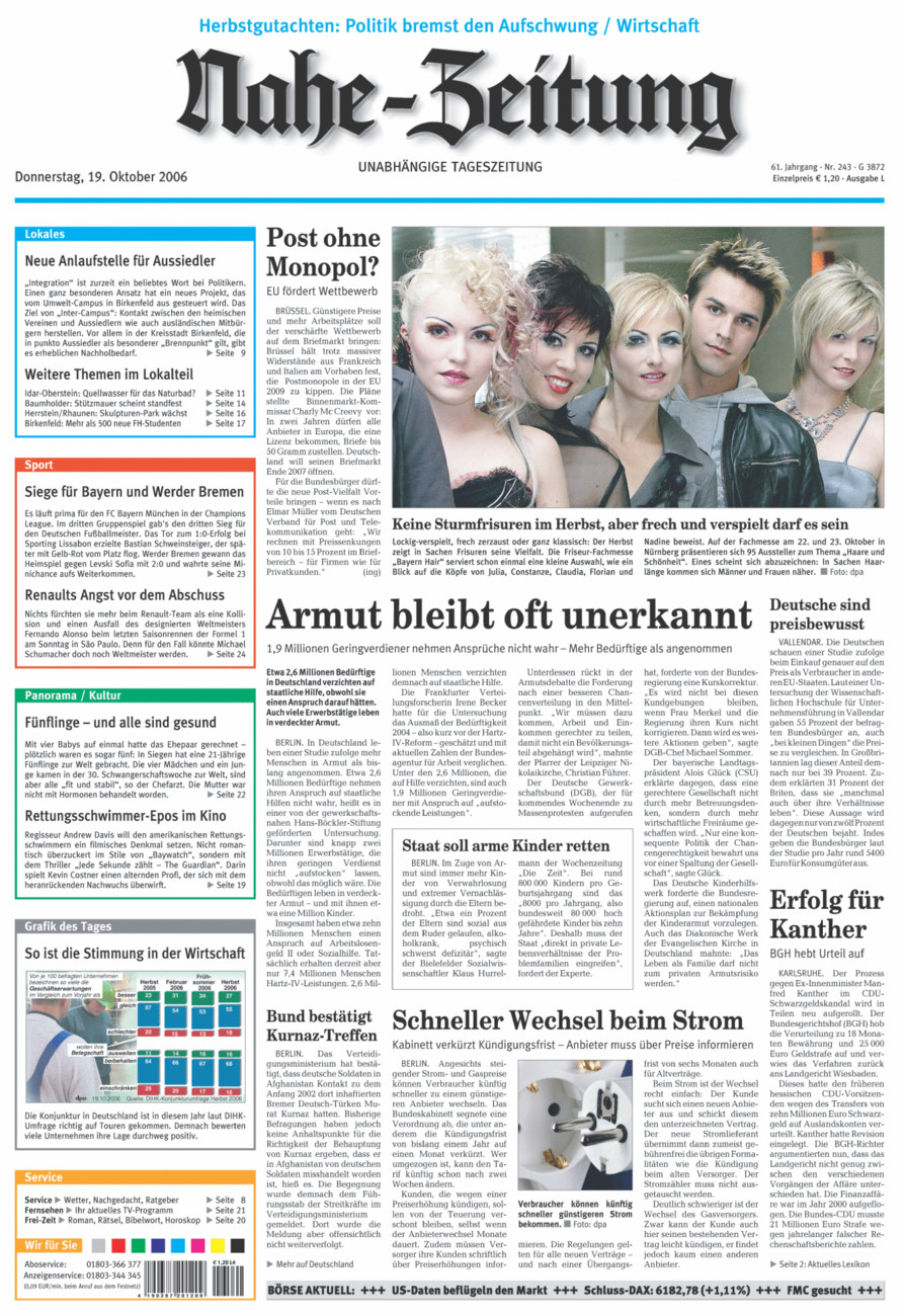 Nahe-Zeitung vom Donnerstag, 19.10.2006