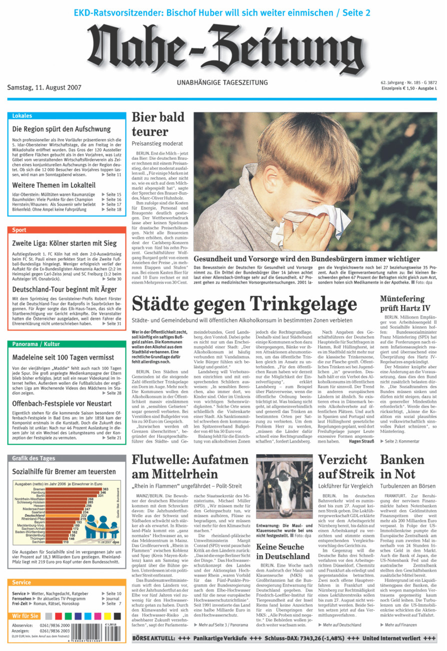 Nahe-Zeitung vom Samstag, 11.08.2007