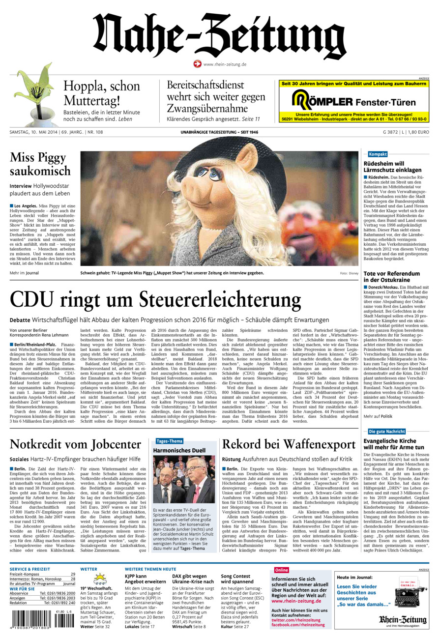 Nahe-Zeitung vom Samstag, 10.05.2014