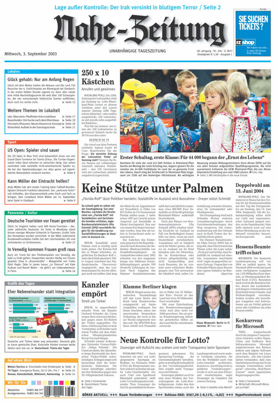 Nahe-Zeitung vom Mittwoch, 03.09.2003