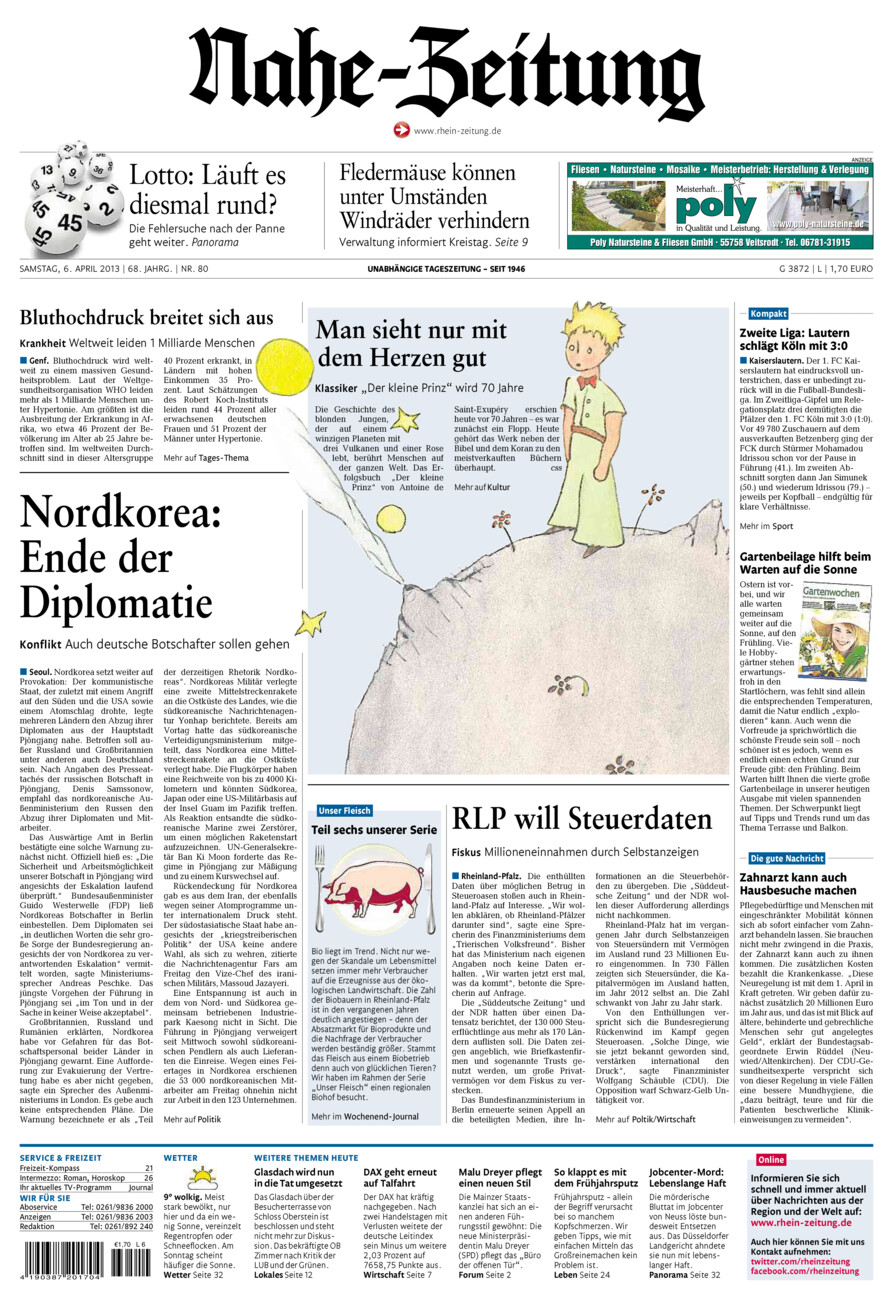 Nahe-Zeitung vom Samstag, 06.04.2013