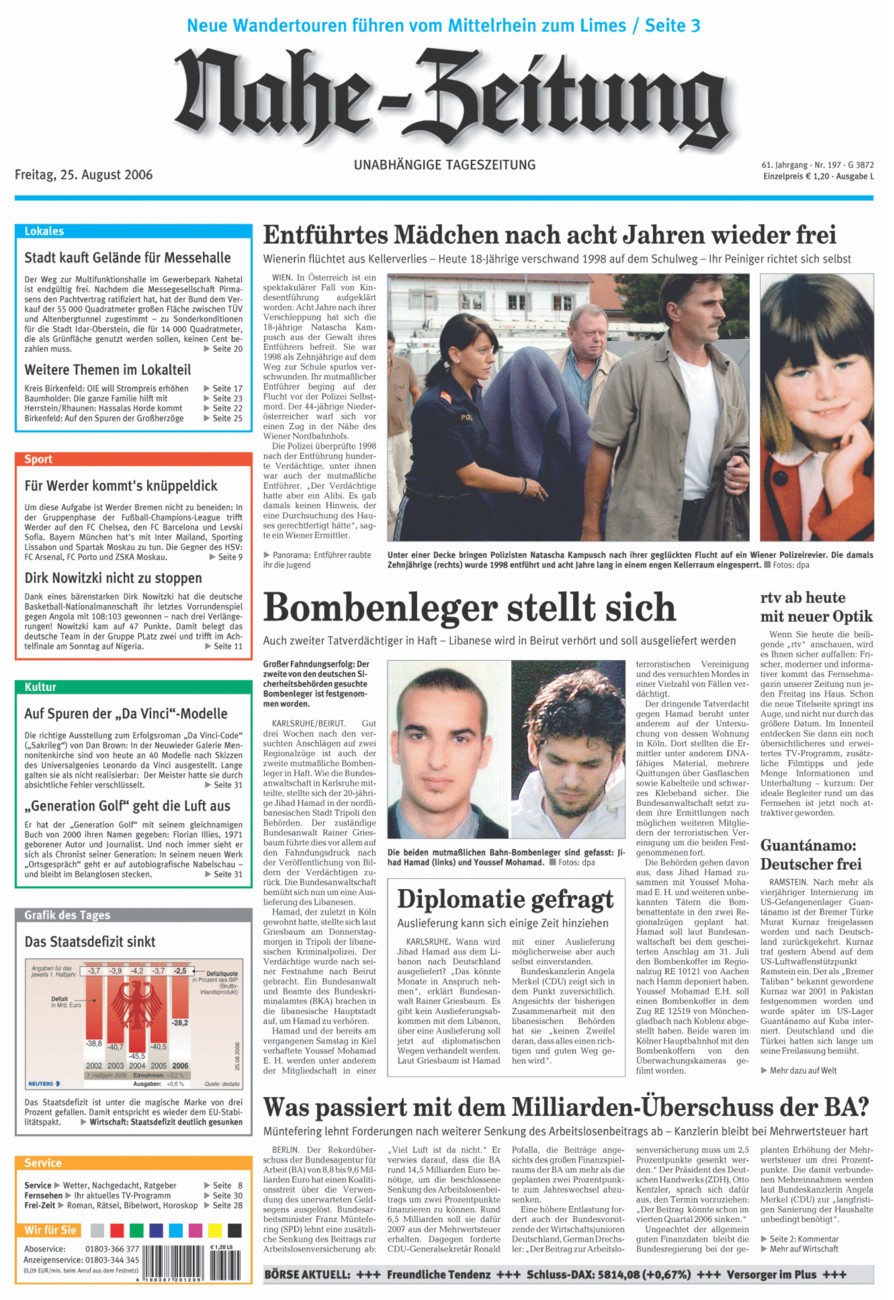 Nahe-Zeitung vom Freitag, 25.08.2006