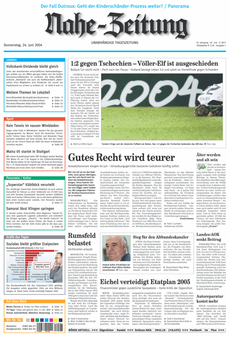 Nahe-Zeitung vom Donnerstag, 24.06.2004