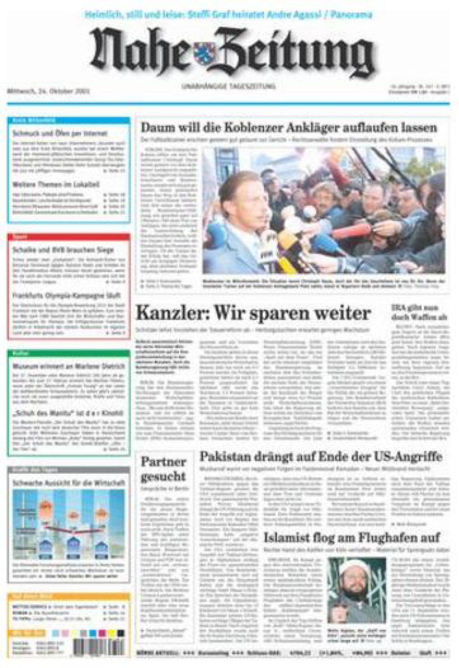 Nahe-Zeitung vom Mittwoch, 24.10.2001