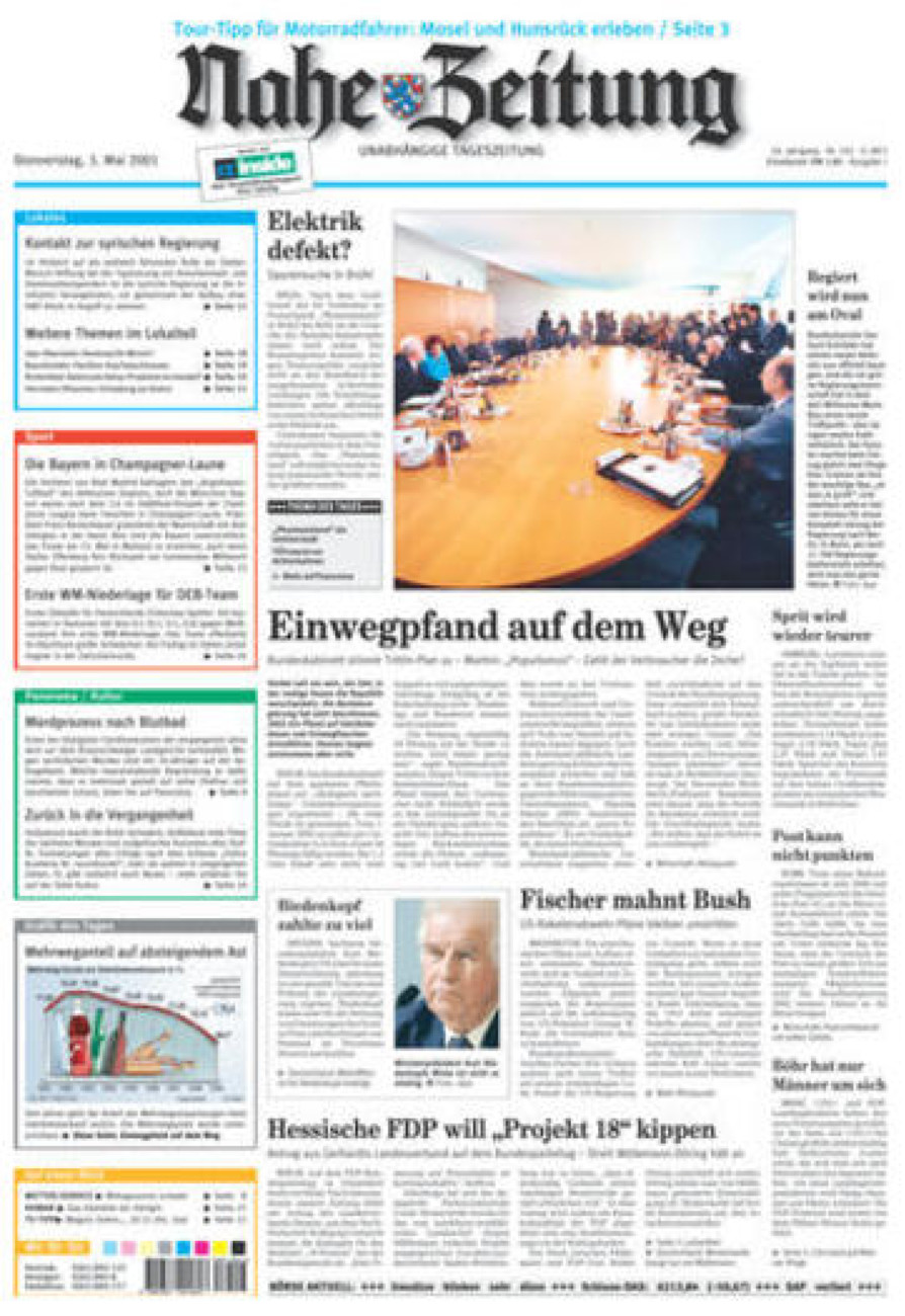 Nahe-Zeitung vom Donnerstag, 03.05.2001