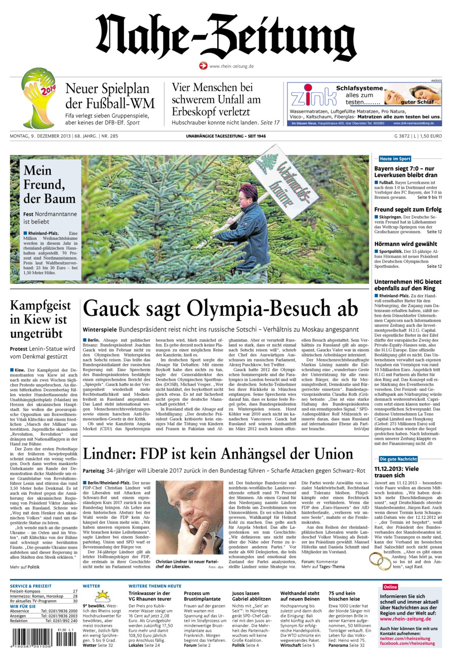 Nahe-Zeitung vom Montag, 09.12.2013