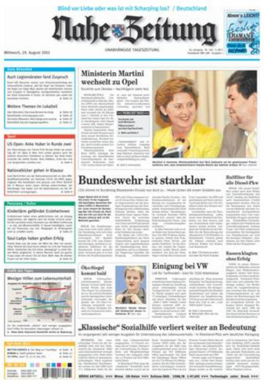 Nahe-Zeitung vom Mittwoch, 29.08.2001