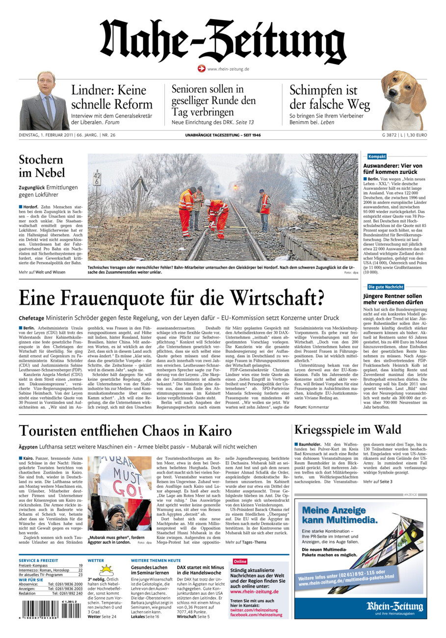 Nahe-Zeitung vom Dienstag, 01.02.2011