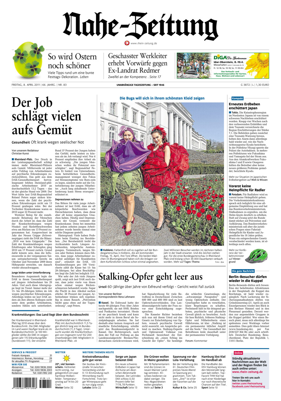 Nahe-Zeitung vom Freitag, 08.04.2011