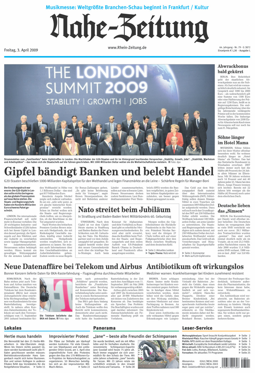 Nahe-Zeitung vom Freitag, 03.04.2009