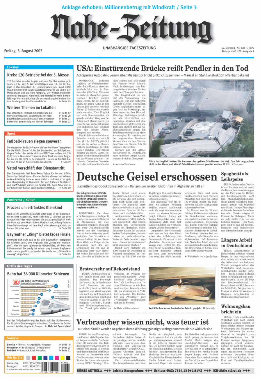 Nahe-Zeitung vom Freitag, 03.08.2007