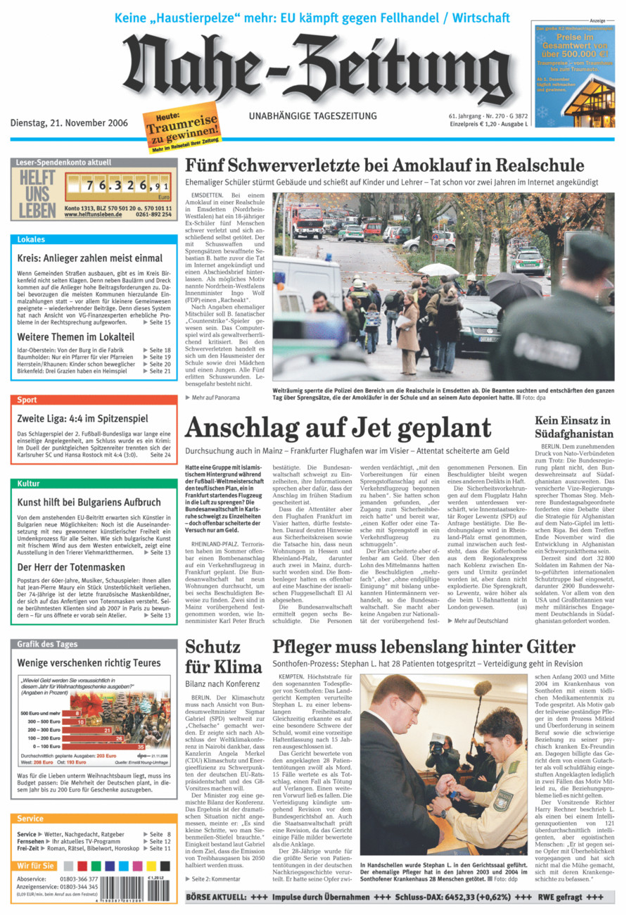 Nahe-Zeitung vom Dienstag, 21.11.2006