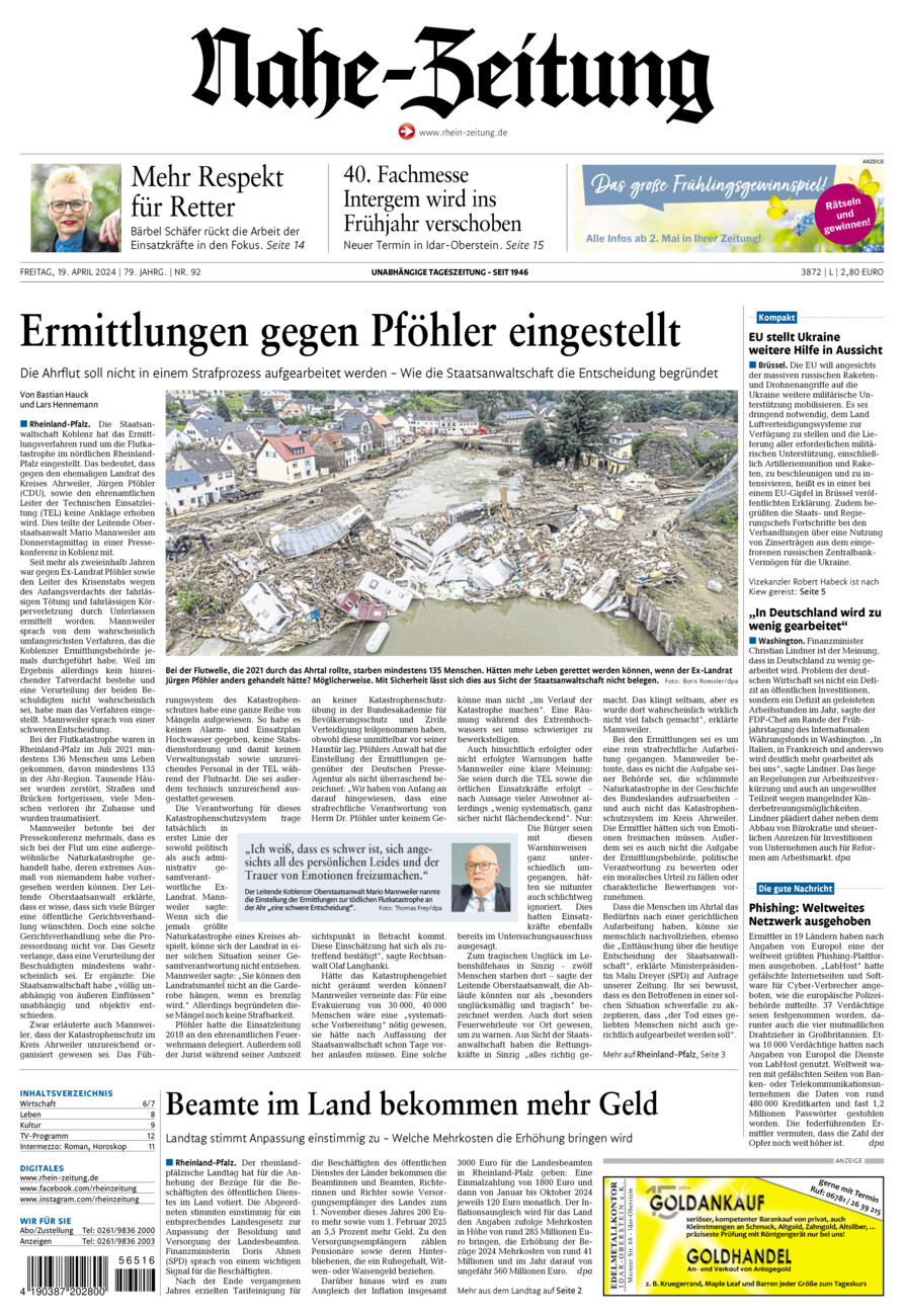 Nahe-Zeitung vom Freitag, 19.04.2024