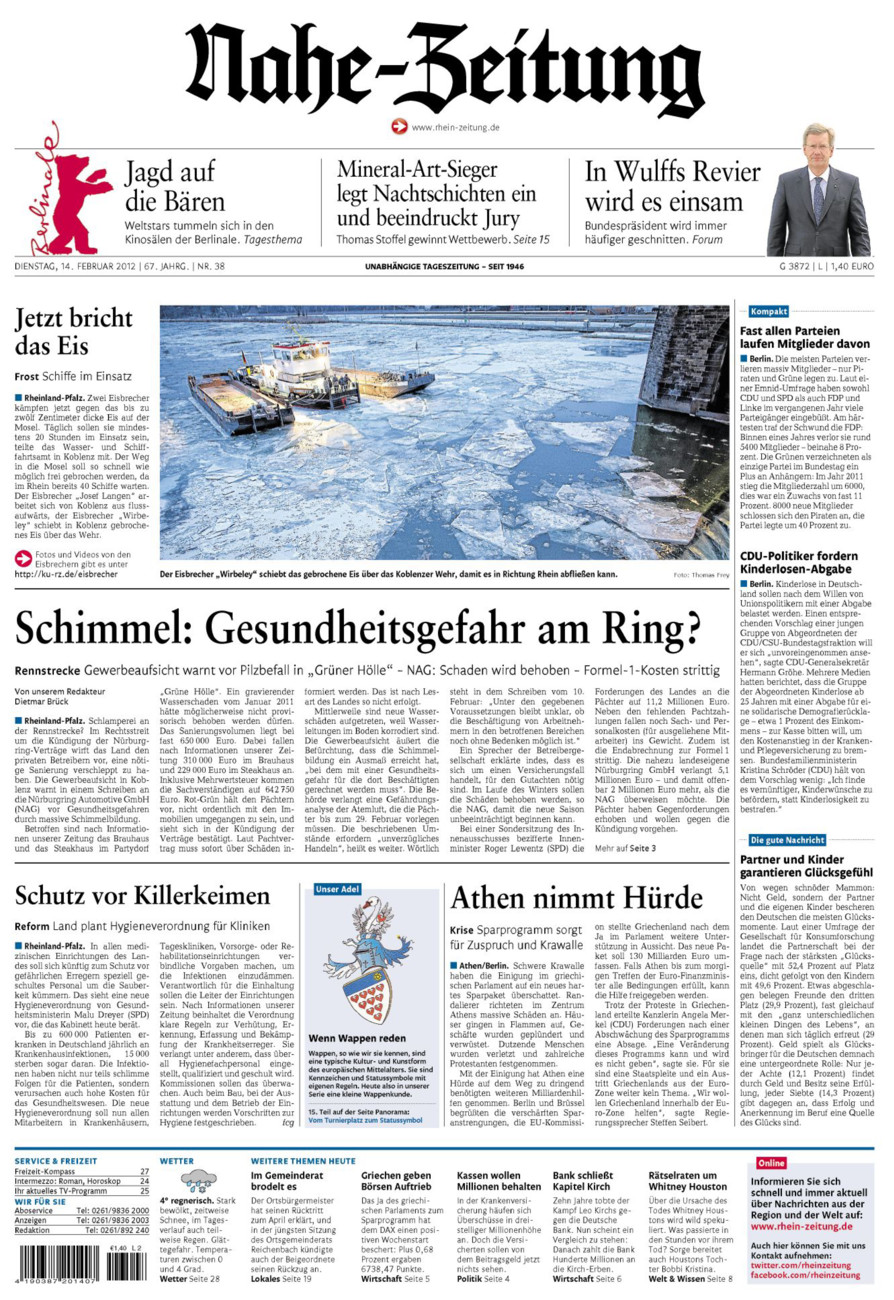 Nahe-Zeitung vom Dienstag, 14.02.2012