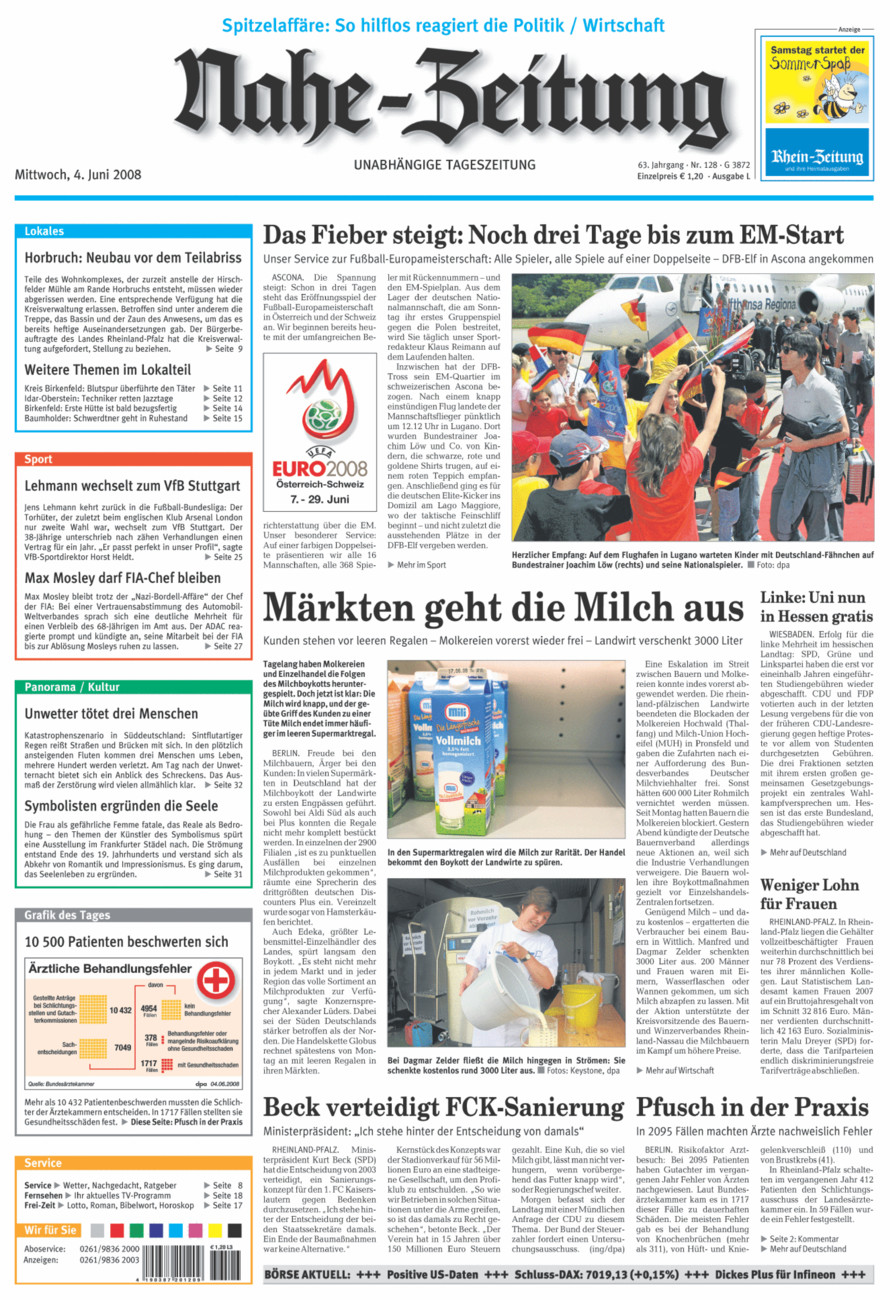 Nahe-Zeitung vom Mittwoch, 04.06.2008