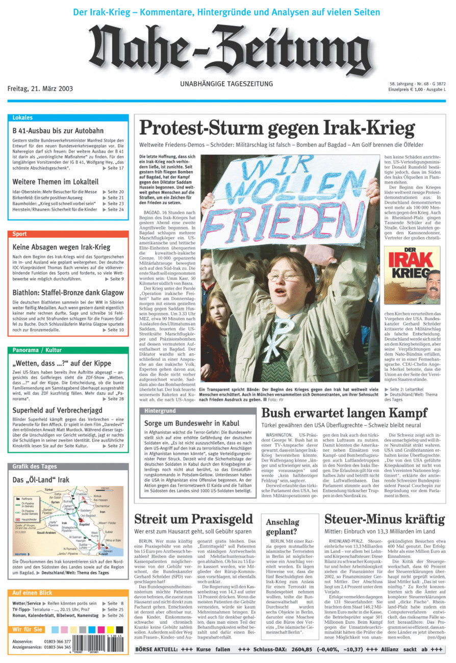 Nahe-Zeitung vom Freitag, 21.03.2003