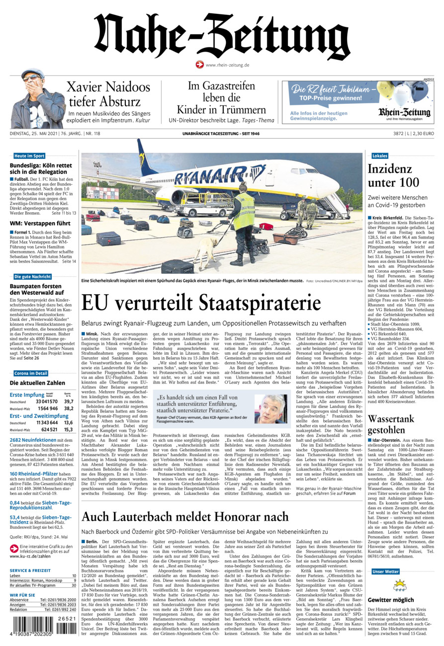 Nahe-Zeitung vom Dienstag, 25.05.2021