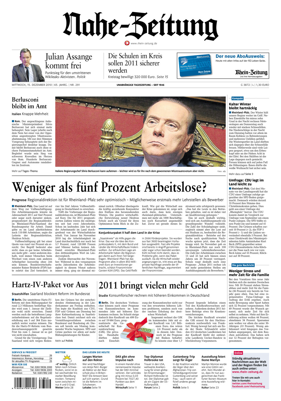 Nahe-Zeitung vom Mittwoch, 15.12.2010