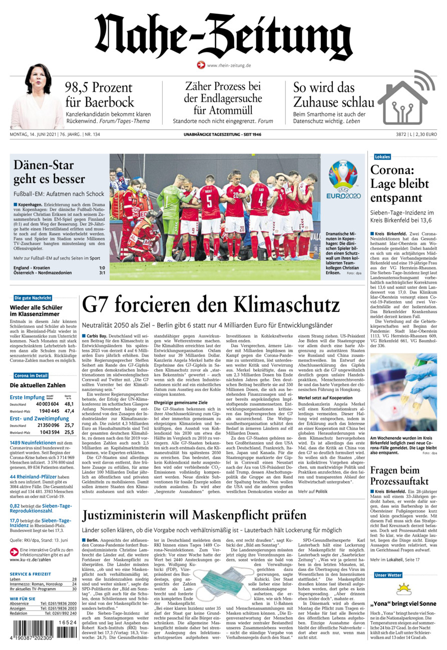 Nahe-Zeitung vom Montag, 14.06.2021