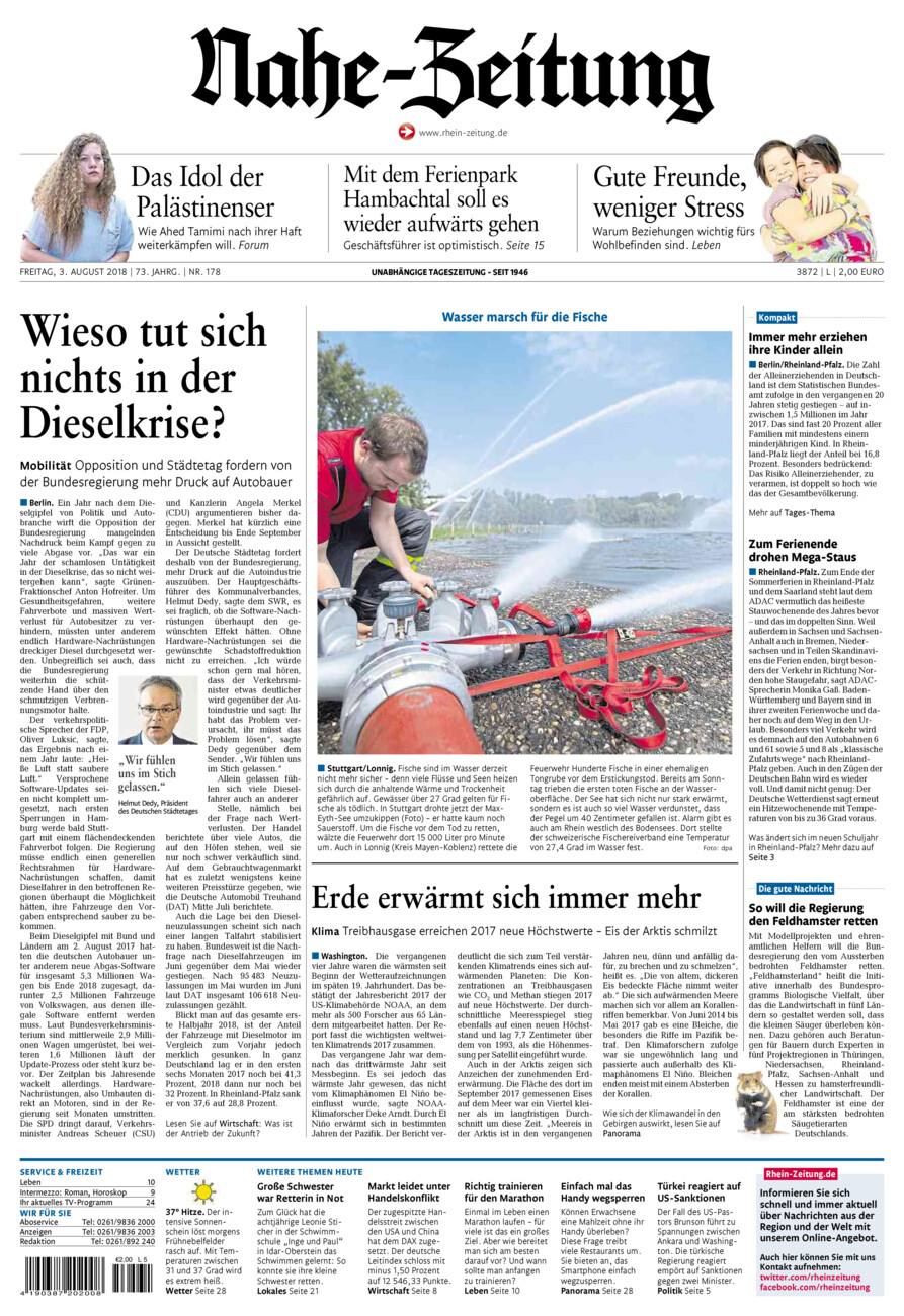 Nahe-Zeitung vom Freitag, 03.08.2018