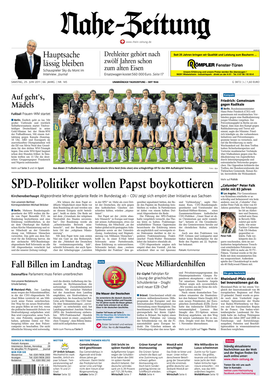 Nahe-Zeitung vom Samstag, 25.06.2011