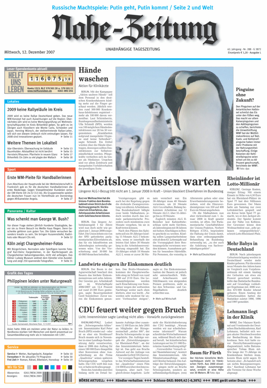 Nahe-Zeitung vom Mittwoch, 12.12.2007