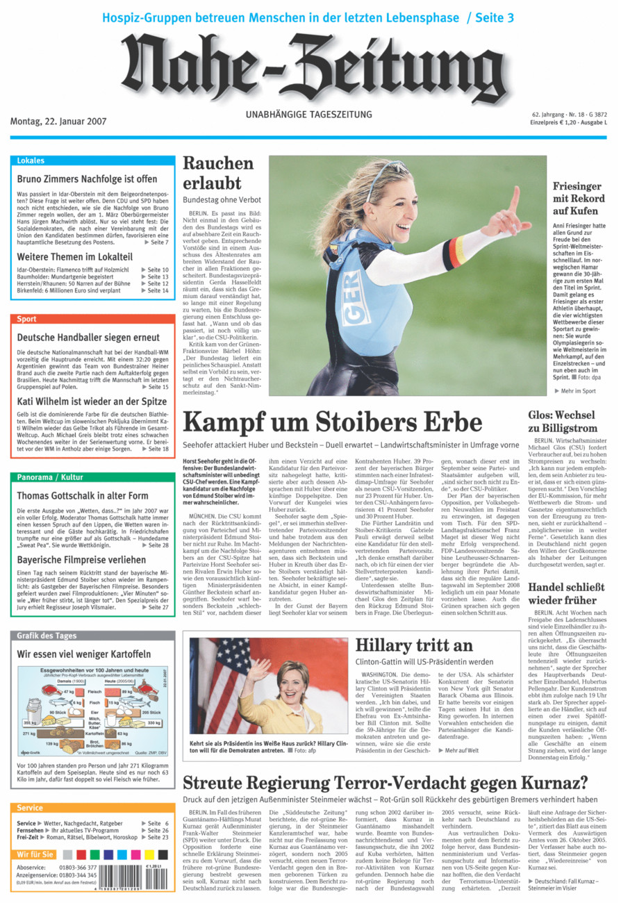 Nahe-Zeitung vom Montag, 22.01.2007