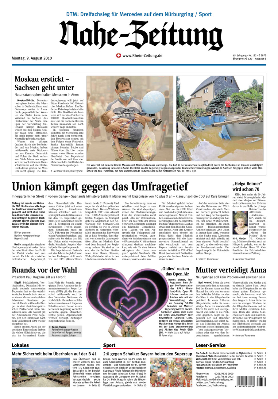 Nahe-Zeitung vom Montag, 09.08.2010