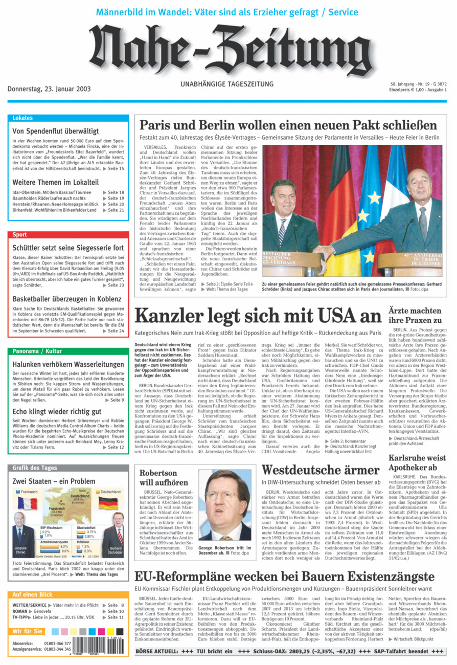 Nahe-Zeitung vom Donnerstag, 23.01.2003