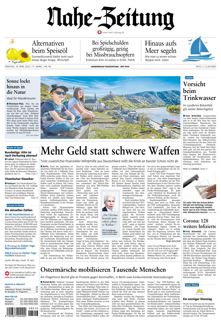 Nahe-Zeitung vom Dienstag, 19.04.2022