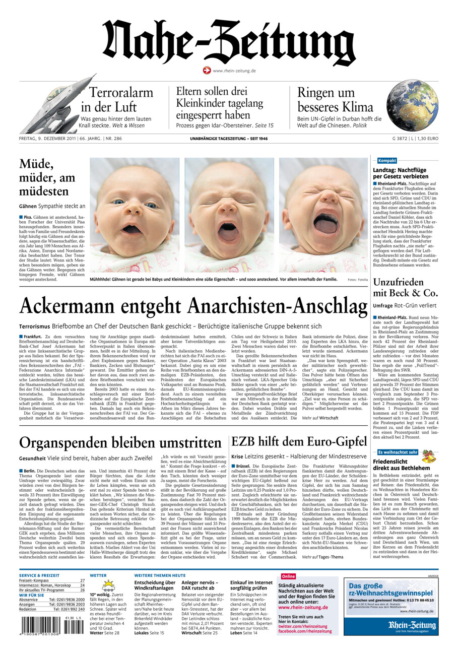 Nahe-Zeitung vom Freitag, 09.12.2011