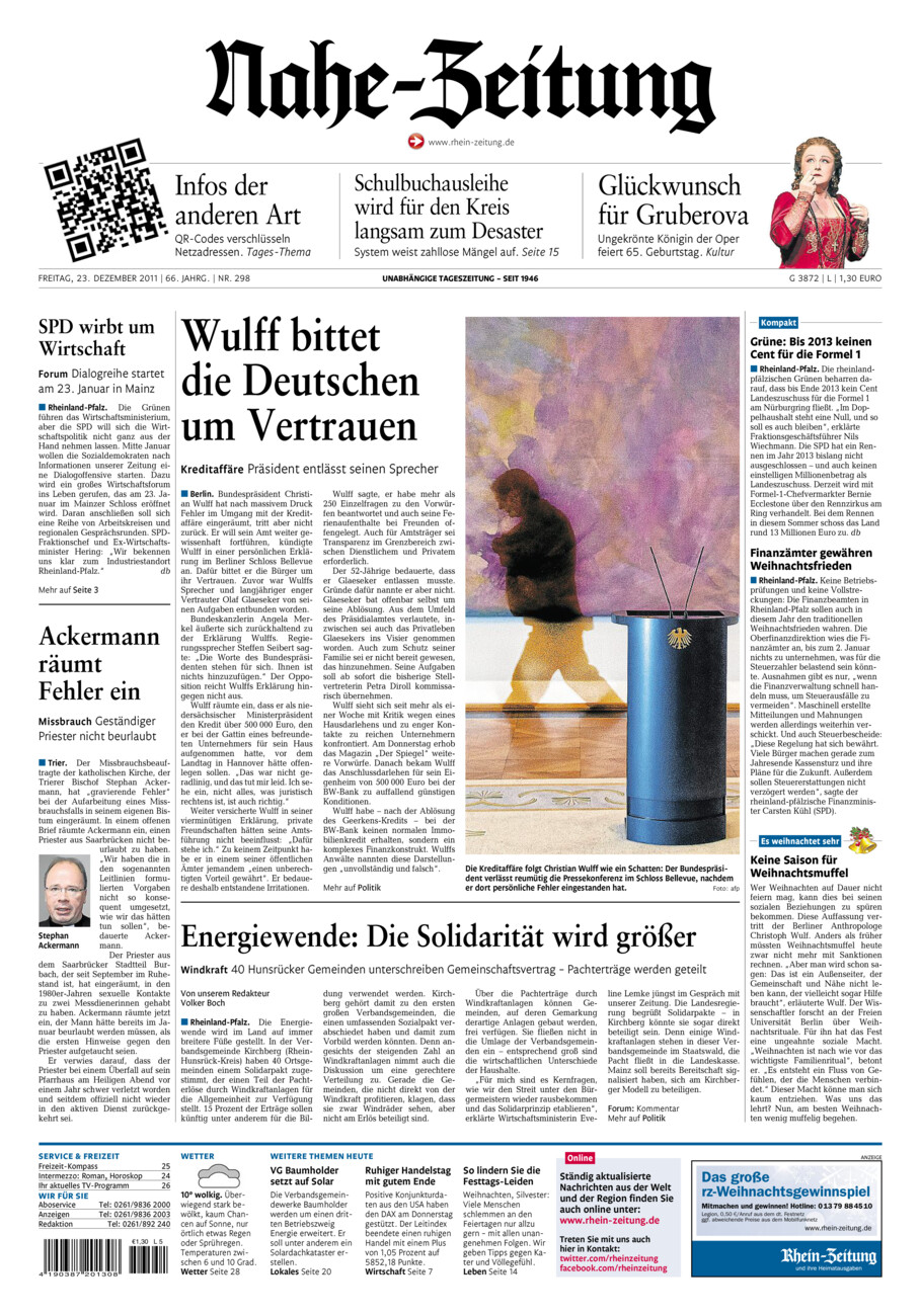 Nahe-Zeitung vom Freitag, 23.12.2011