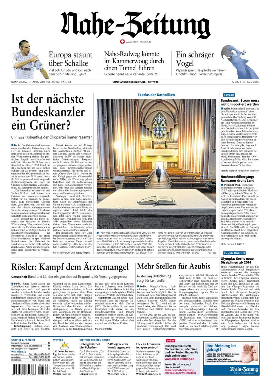 Nahe-Zeitung vom Donnerstag, 07.04.2011